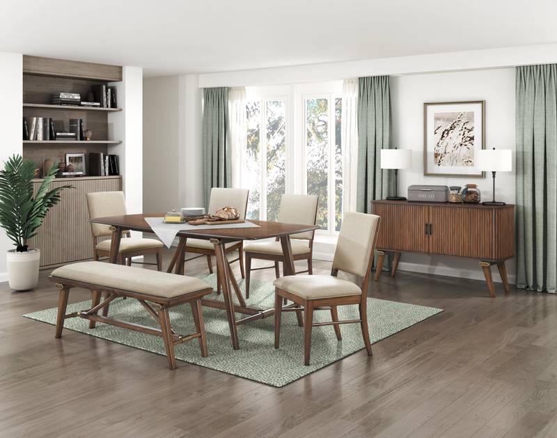 Chic Upholstered Brown Bench for Dining & Kitchen
