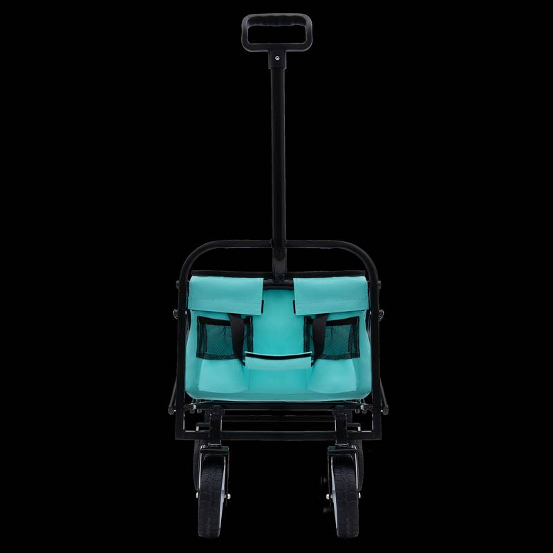 Blue Folding Utility Wagon - Your Go-To Cart for Beach Trips, Shopping, and More!