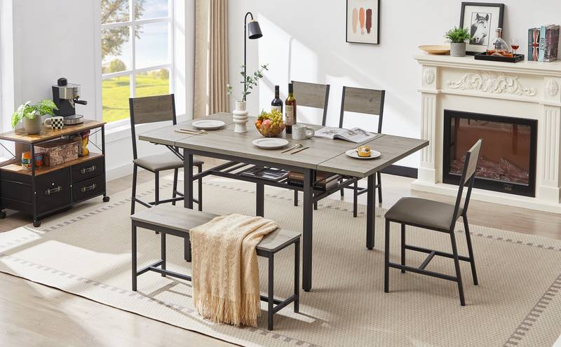 Cozy Foldable Dining Table in Grey