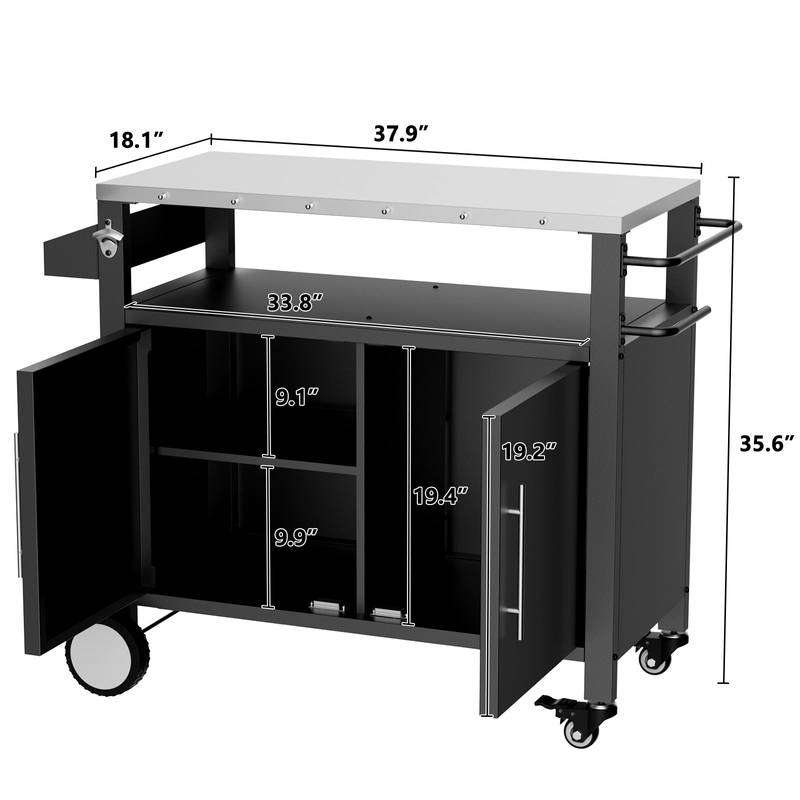 Grill Master’s Rolling Cart - Outdoor BBQ Station with Storage & Spice Rack