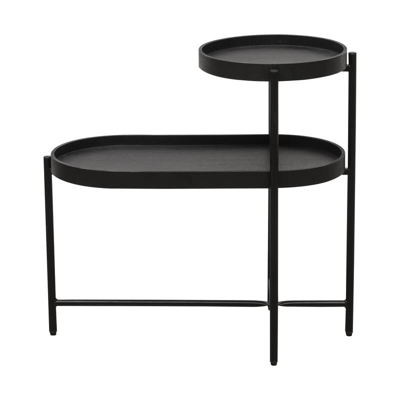 Chic Black Storage Side Table for Living Room