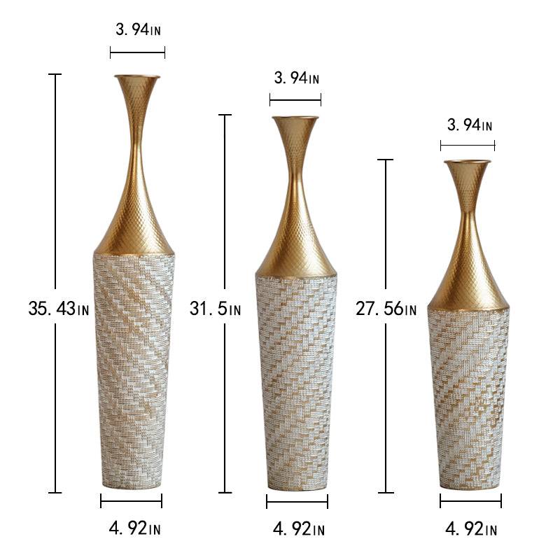 Chic Woven Metal Vase Trio