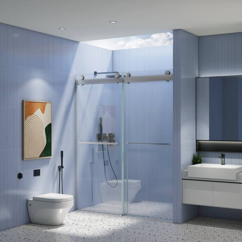 Sleek Frameless Soft-Close Shower Door in Chrome
