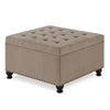 Chic Linen Storage Ottoman with Stylish Button Tufting