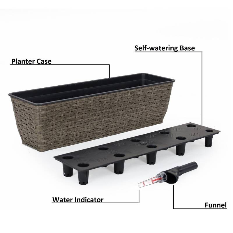 Woven Self-Watering Planters - Dark Gray Duo