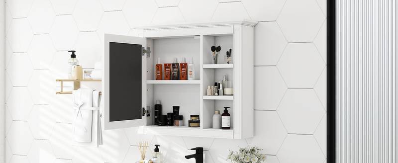 Sleek Wall-Mounted Medicine Cabinet with Mirror & Shelves