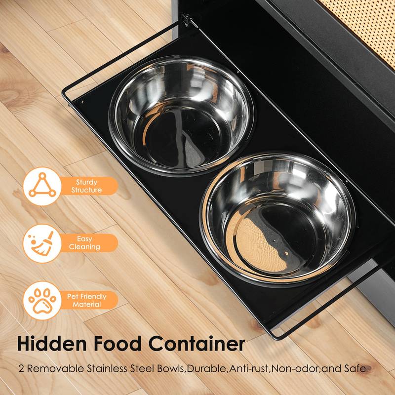 Stylish Pet Feeding Station with Hidden Storage