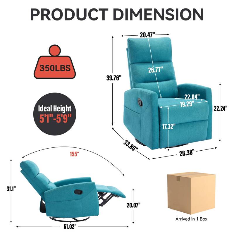 Cozy Blue Rocker Recliner Chair