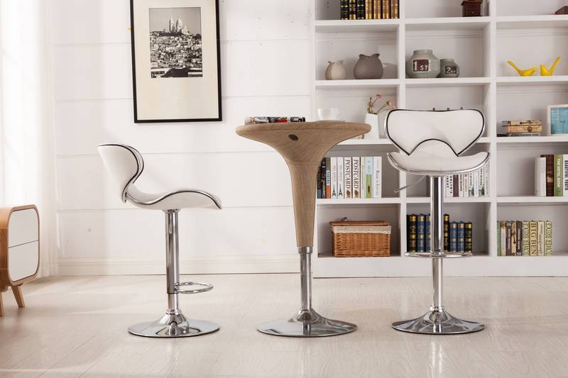 Chic Swivel Barstools with Airlift Design - Set of Two in White
