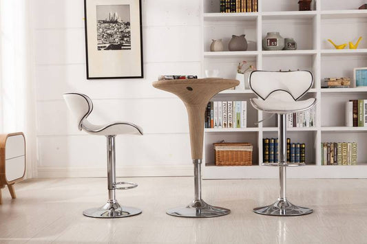 Chic Swivel Barstools with Airlift Design - Set of Two in White
