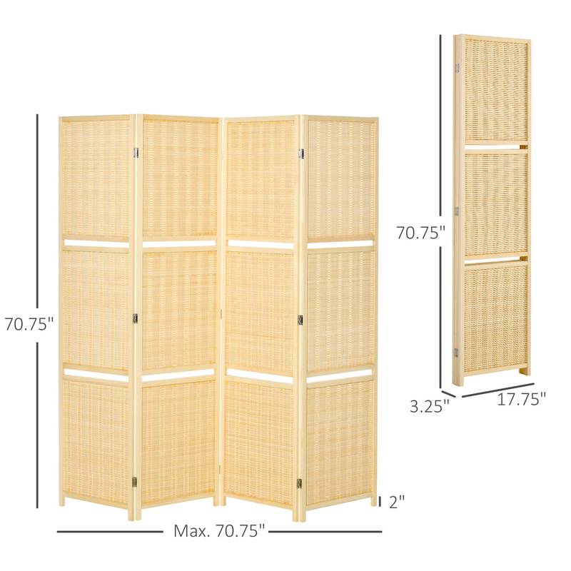 Bamboo Folding Privacy Screen & Storage Divider