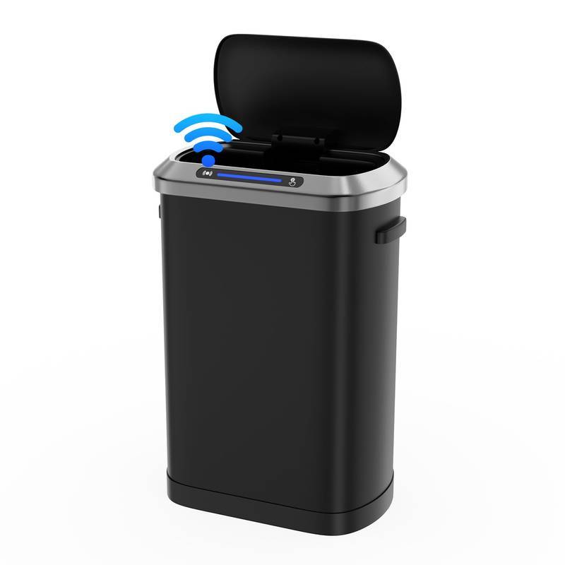 Smart Sensor Trash Can - Sleek Black Design