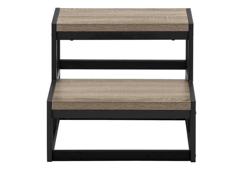 Chic Black Metal Step Stool with Dark Taupe Finish