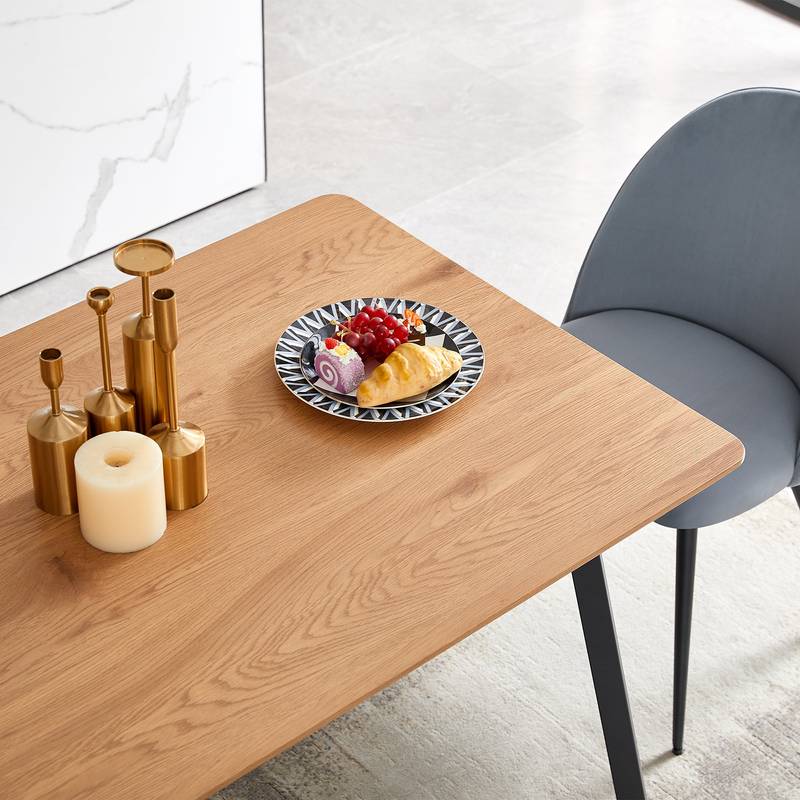 Chic Modern Rectangular Dining Table with Metal Frame