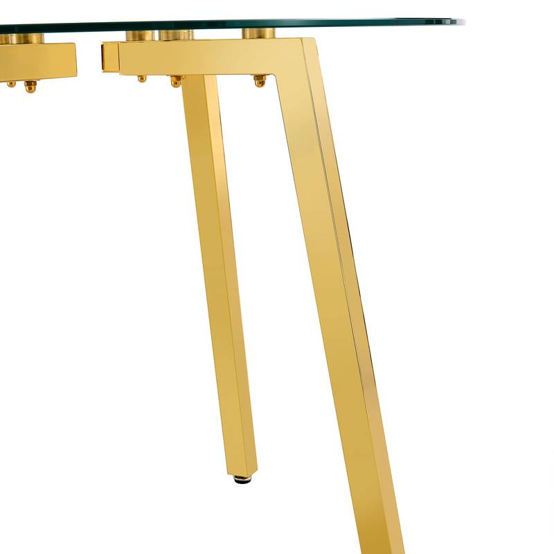 Chic Gold-Base Round Glass Dining Table