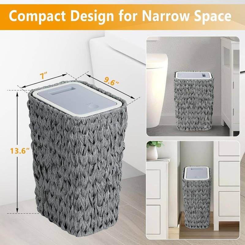 Chic Rattan Trash Can with Lid
