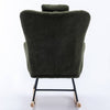 Cozy Rocking Chair with Pocket - Soft Teddy Fabric Glider in Dark Green