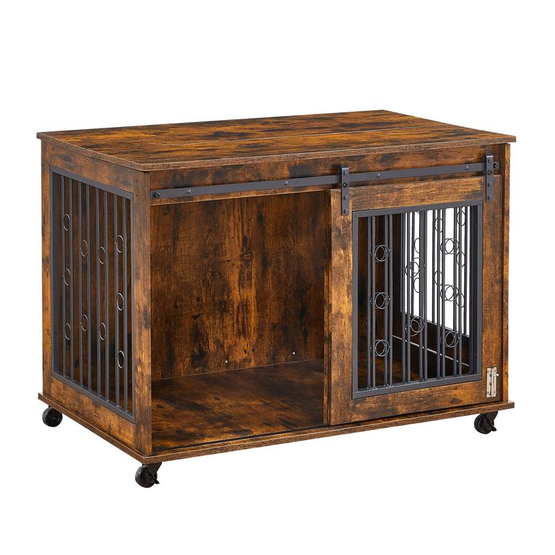 Rustic Double Puppy Sliding Dog Crate
