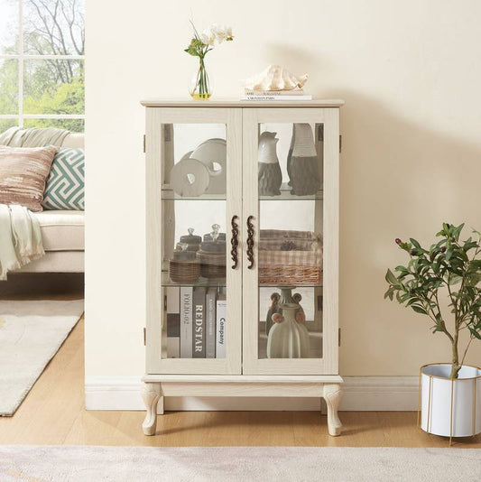Elegant Lighted Curio Cabinet with Glass Doors
