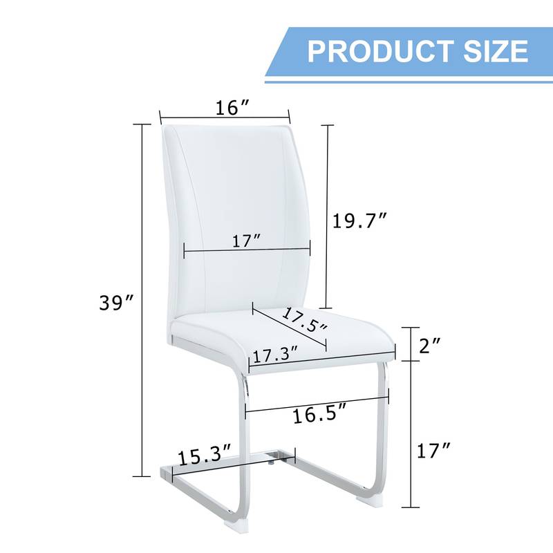 Chic White Curve Dining Chairs - Set of 4