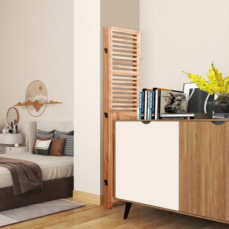 Natural Wood Folding Room Divider