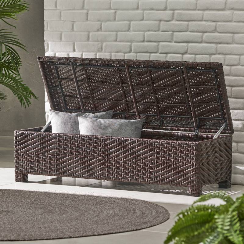 Chic Wicker Storage Bench