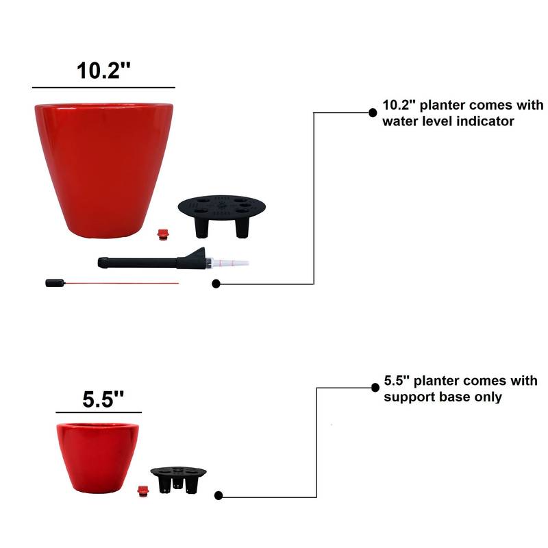 Self-Watering Planter Duo - Stylish Red Cone