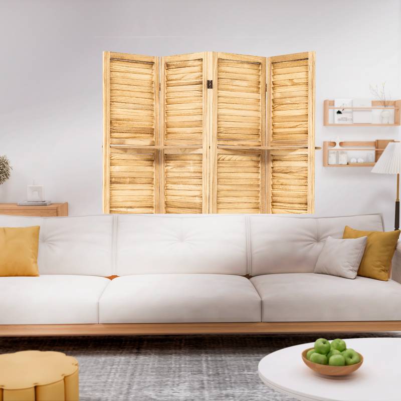 Chic Wood Room Divider with Shelves