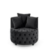 Cozy Velvet Swivel Chair with Tufted Design and Plush Pillows