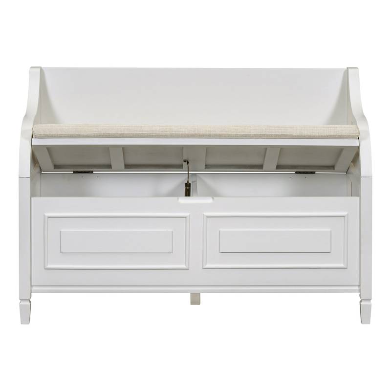 Rustic Charm Storage Bench with Safety Hinge