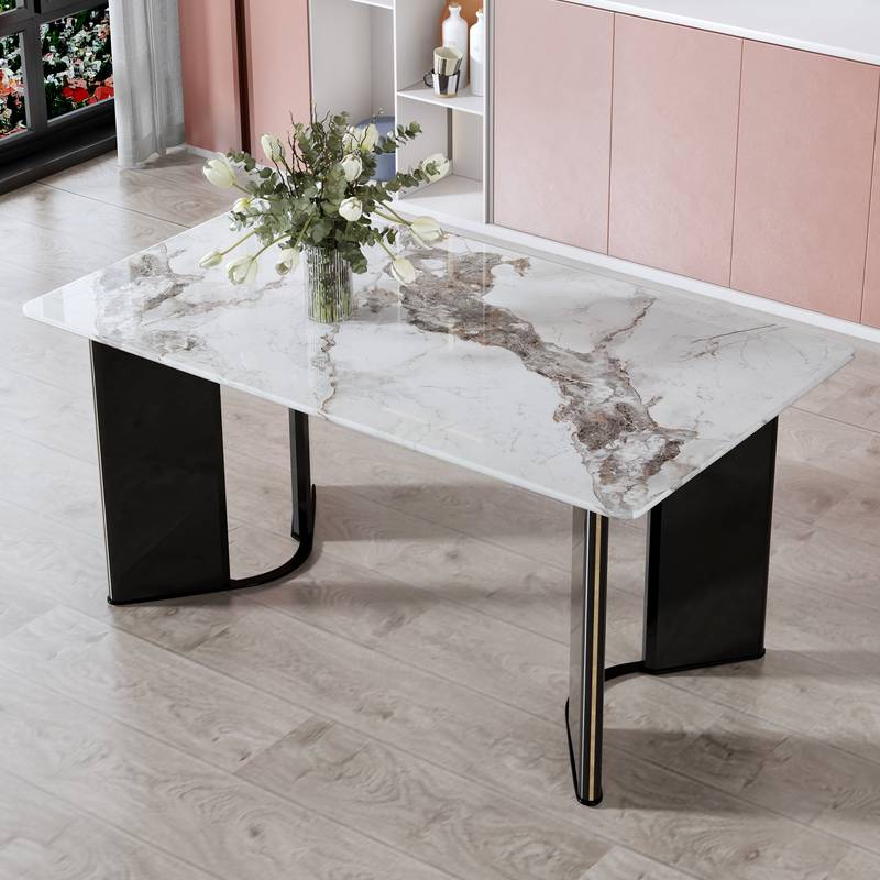 Chic Marble-Look Dining Table