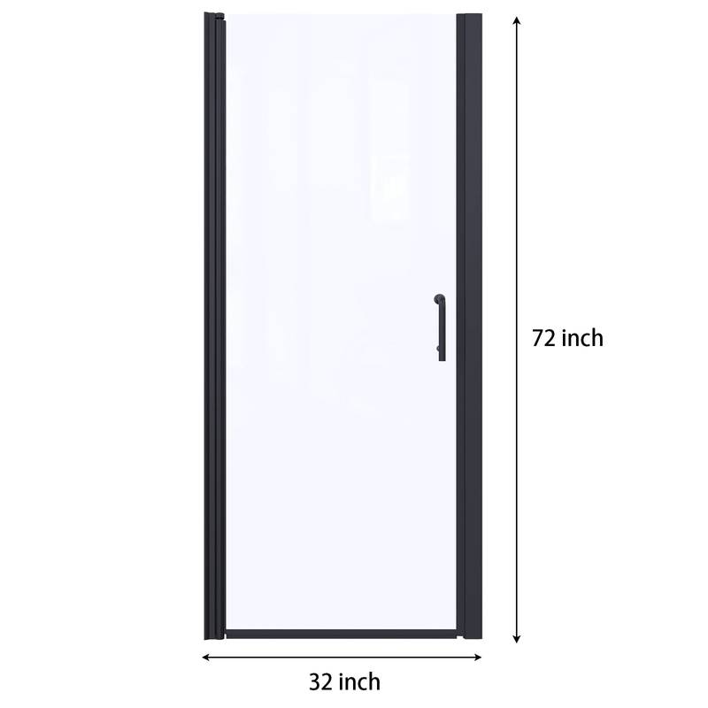 Matte Black Semi-Frameless Pivot Shower Door with Clear Glass
