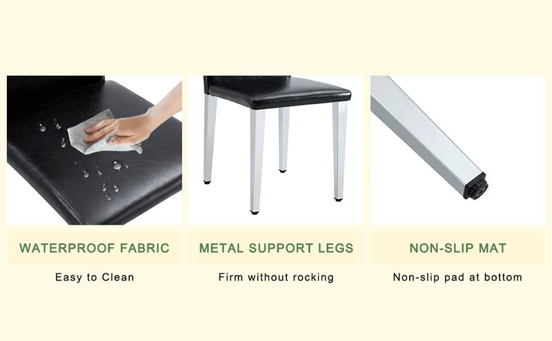 Sleek Black Backrest Chairs with Silver Legs - Modern Minimalist Chic!