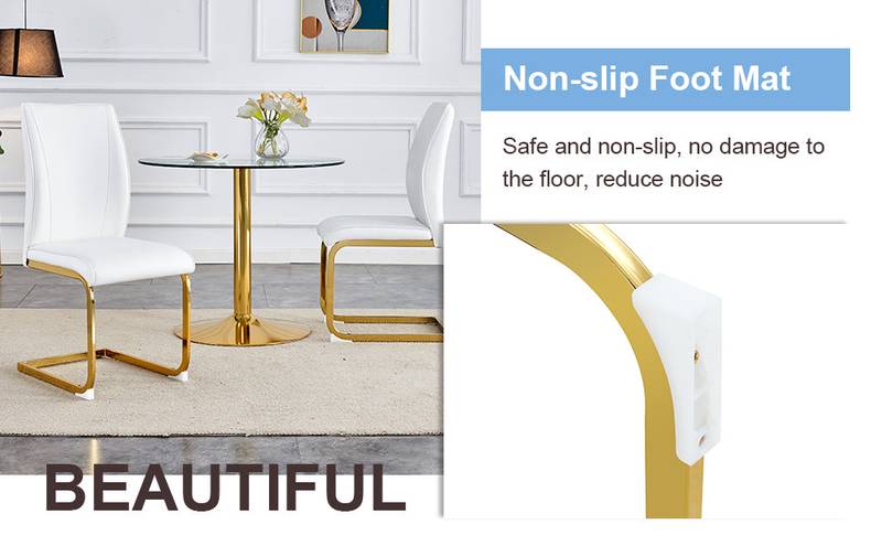 Elegant Arch Dining Chairs - Set of 4 White with Gold Legs