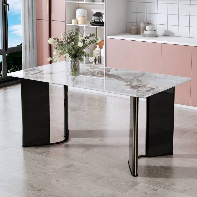 Chic Marble-Look Dining Table