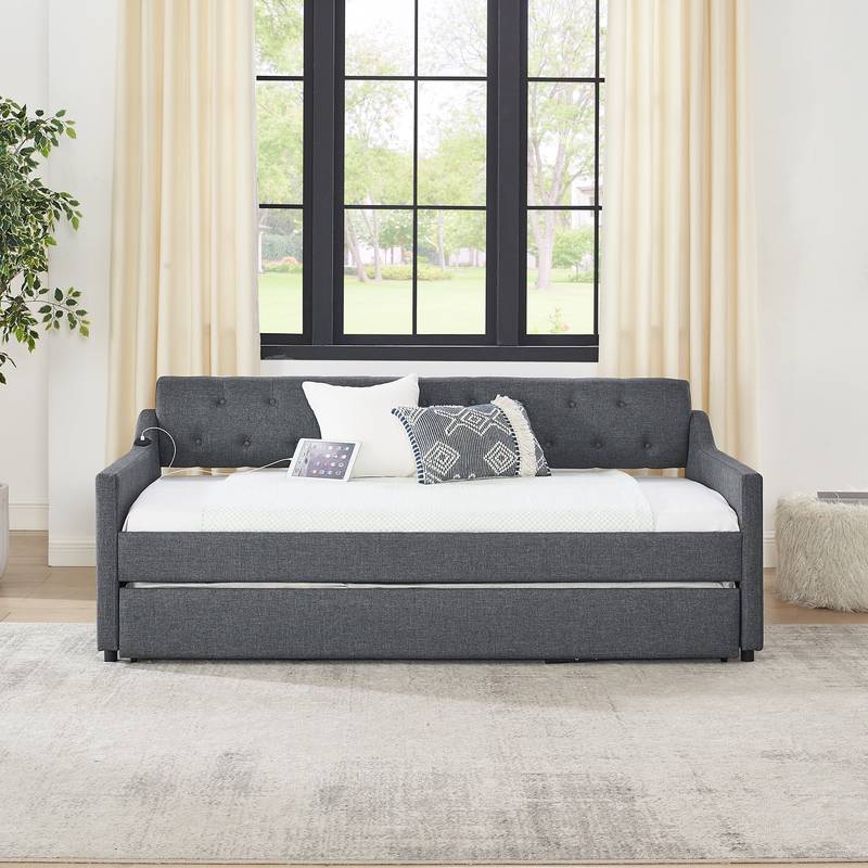 Chic Twin Daybed with Trundle and USB Charging