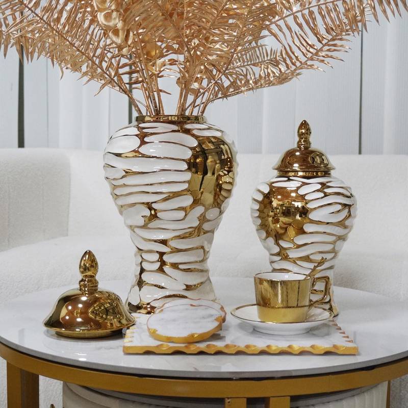 Elegant White and Gold Ginger Jar