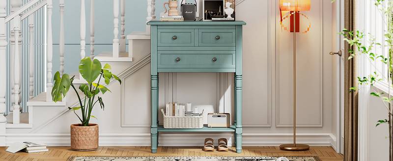 Charming Slim Console Table with Drawers