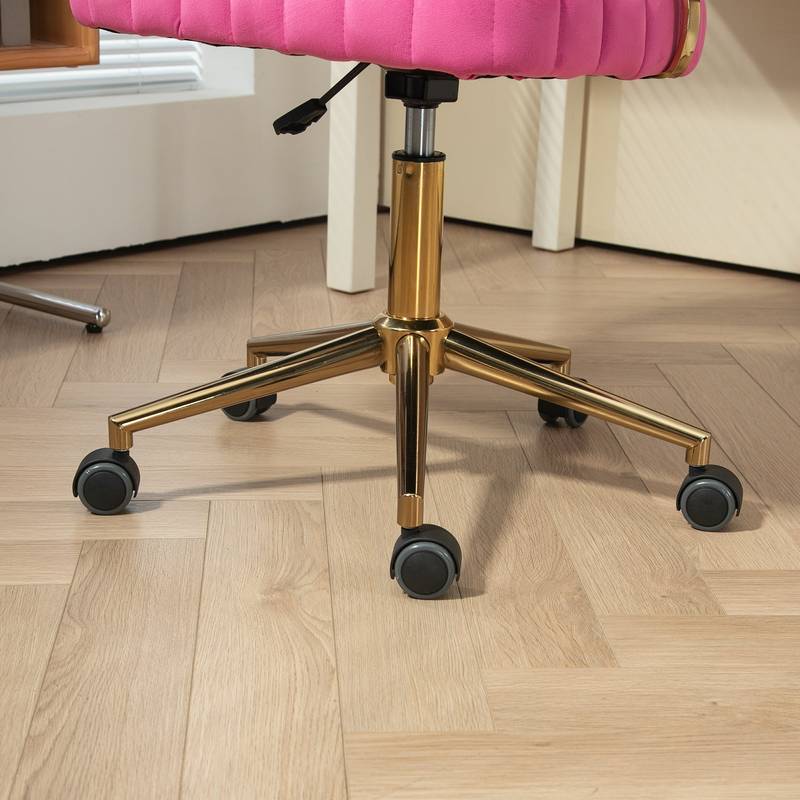 Chic Velvet Office Chair in Rose Red