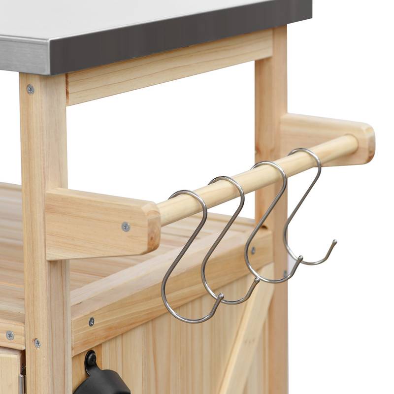 Farmhouse Rolling BBQ Bar & Storage Island