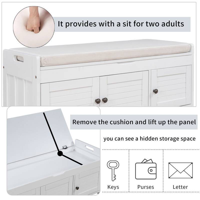 Chic Storage Bench with Cushion and Hidden Space