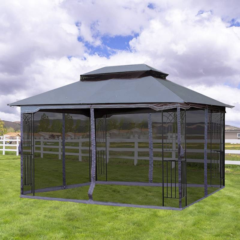 Sunny Escape Gazebo: Ventilated Canopy with Mosquito Protection
