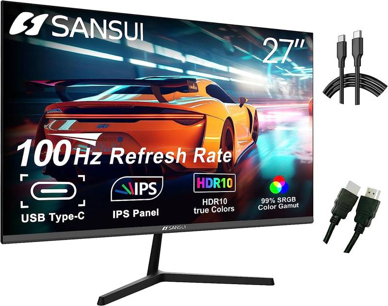 Sansui 27 Full HD Gaming Monitor with USB-C & Built-in Speakers