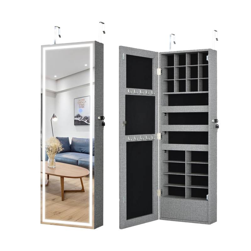 Glamour Mirror Jewelry Cabinet with LED Lights