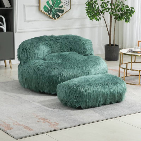 ChillNest Bean Bag Chair with Ottoman - Relax in Style! (Mint Green)