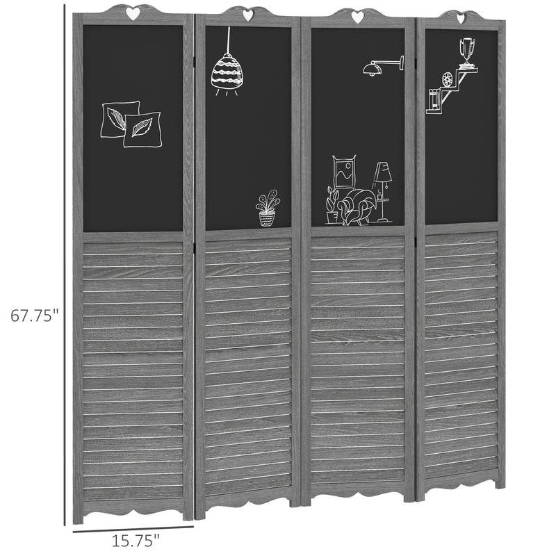 Flexible Gray Room Divider with Blackboard