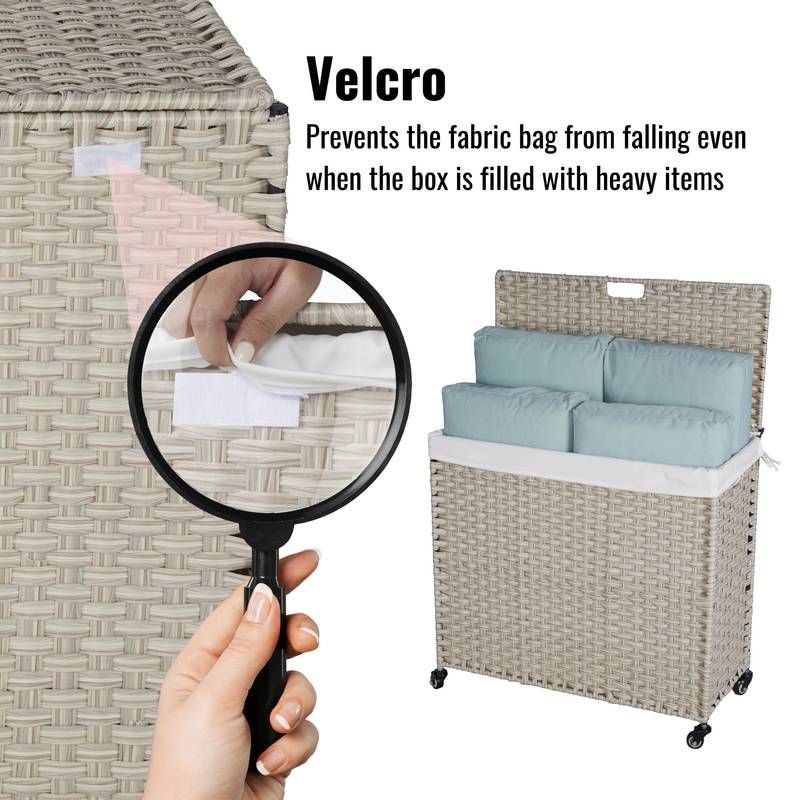 Stylish Grey Laundry Hamper with Removable Bags and Wheels