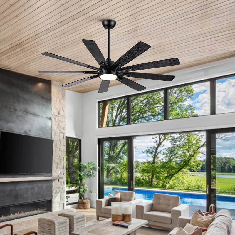 Smart Black Farmhouse Ceiling Fan with Remote