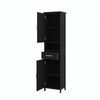 Sleek Slim Floor Cabinet with Adjustable Shelves - Black