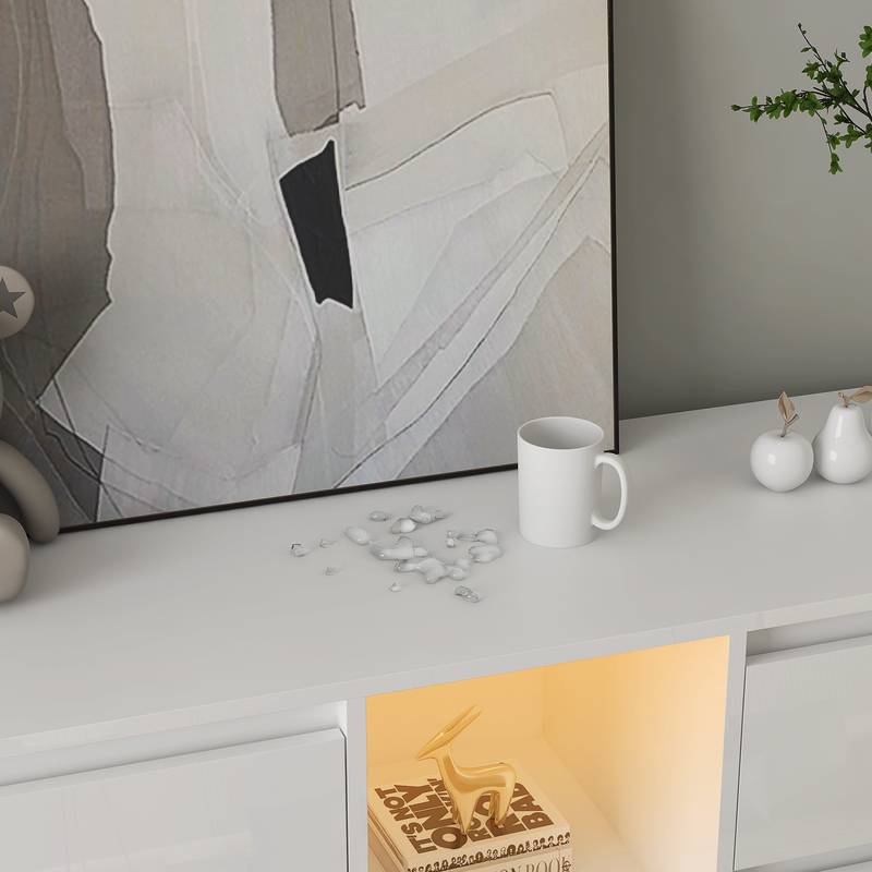 Sleek White Gloss Sideboard with LED Glow